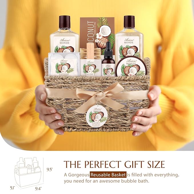 Bath & Shower Spa Basket Gift Set, Coconut Scent, - Image 8