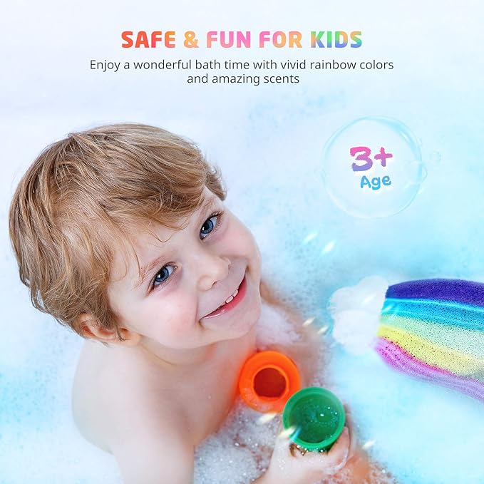 Rainbow Bath Bombs for Kids, 4 XL Kid Bath Bombs - Image 4