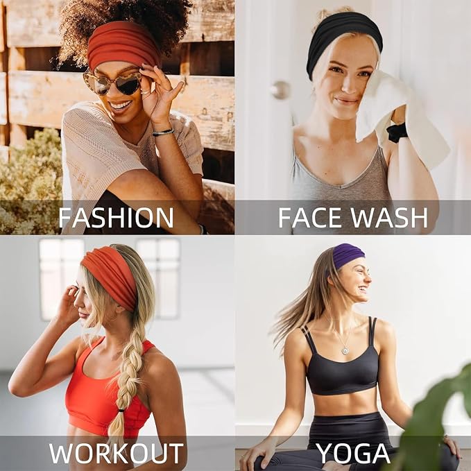 Huachi Wide Headbands for Women Non Slip, Thick Womens Headbands Boho Elastic - Image 4