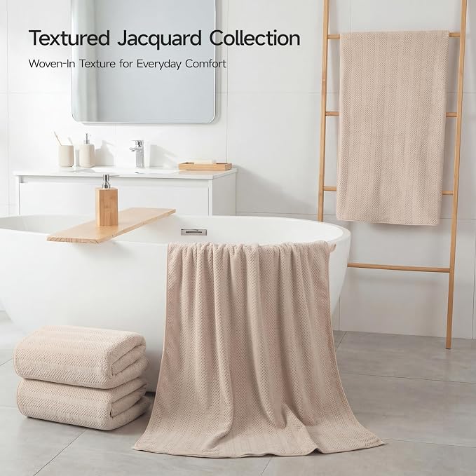 ecolook 4 Pack Microfiber Bath Towels, 31 x 63 inches Extra Large Bath Towel Set - Image 2