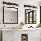 FadimiKoo 6-Light Farmhouse Bathroom Lighting Fixtures, Wood Black Vanity - Image 5