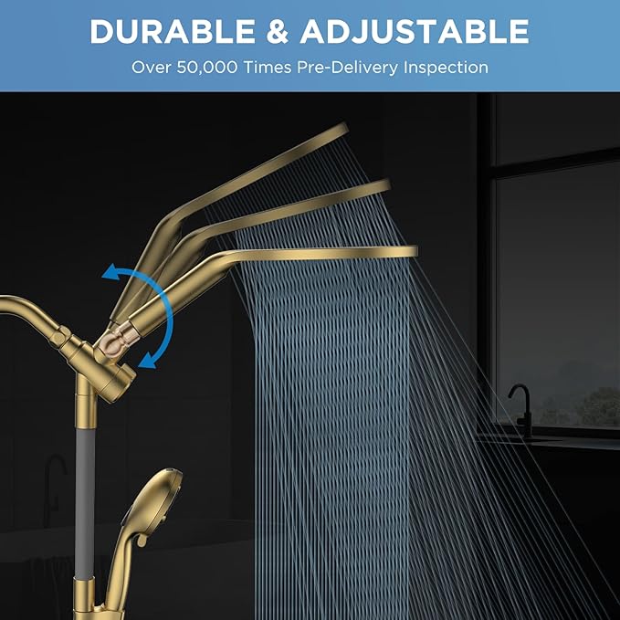 Dual Handheld Shower Head Combo, 2-in-1 Rain Shower Heads System 8 Inch - Image 2