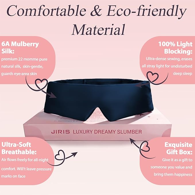 Silk Sleep Eye Mask for Side Sleeper Men Women, Eye Mask Sleeping 100% 22 Momme - Image 4
