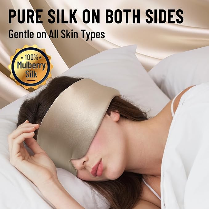 100% Mulberry Silk Sleep Mask, Large Eye Cover - Image 2