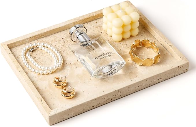 WORHE Vanity Tray Italy Travertine Stone by WORHE