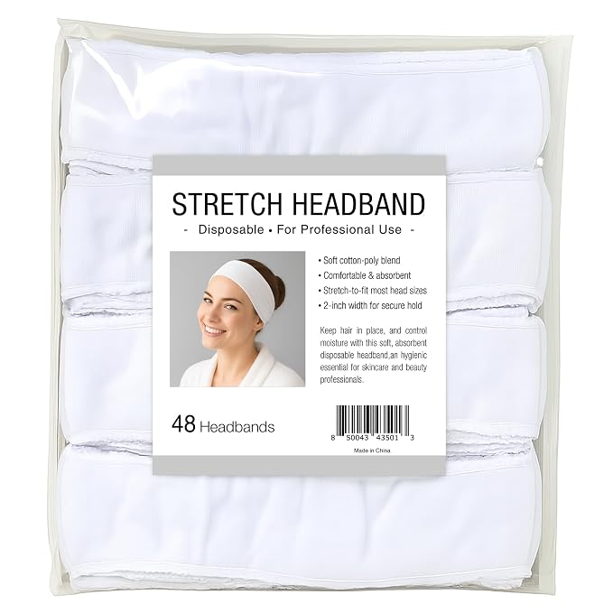 APPEARUS Disposable Headbands without Closure Stretch Cotton Cloth Spa Facial - Image 6