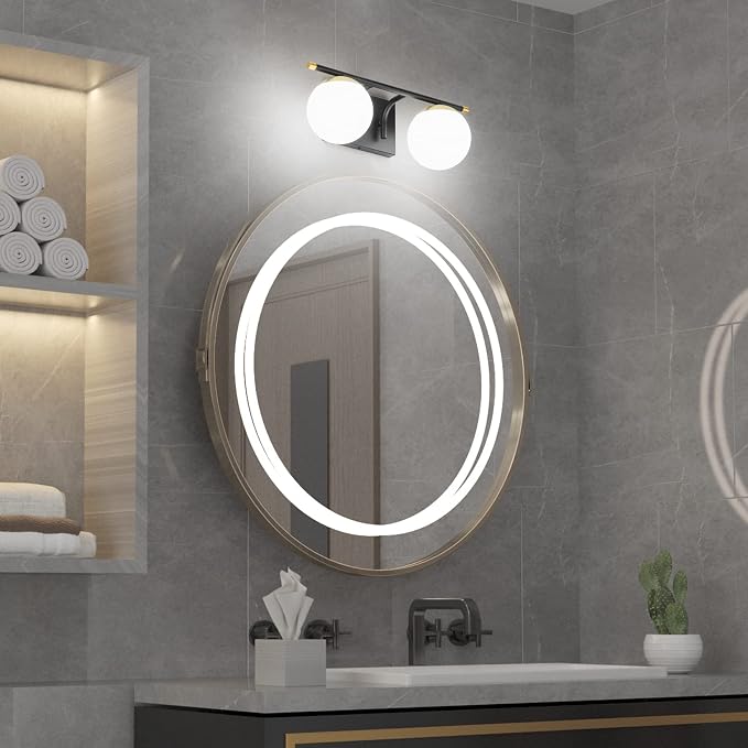 Ralbay Black and Gold Bathroom Vanity Light 2-Light Mid Century Modern Vanity - Image 3