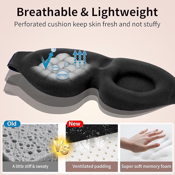 NEWVANGA Sleep Mask for Back and Side Sleeper, Block Out Light, Luxury Sleeping - Image 6