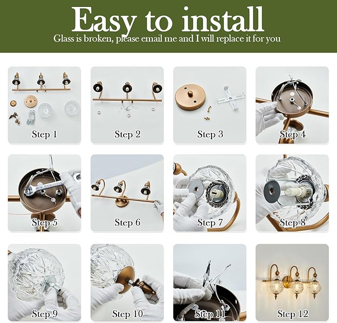 Piepooye Vintage Bathroom Lights Fixtures Gold Vanity Light - Image 6