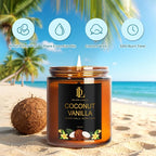 Coconut Vanilla Candles, 7oz Vanilla Coconut Scented Candle, Natural Soy Candles - Image 3