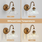 1 Piece Vintage Wall Sconce, 1-Light Matte Antique Brass Finish Wall Sconce - Image 7