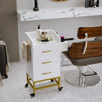 Paddie Beauty Salon Storage Trolley Cart, Glass Top Hair Station Cabinet - Image 8