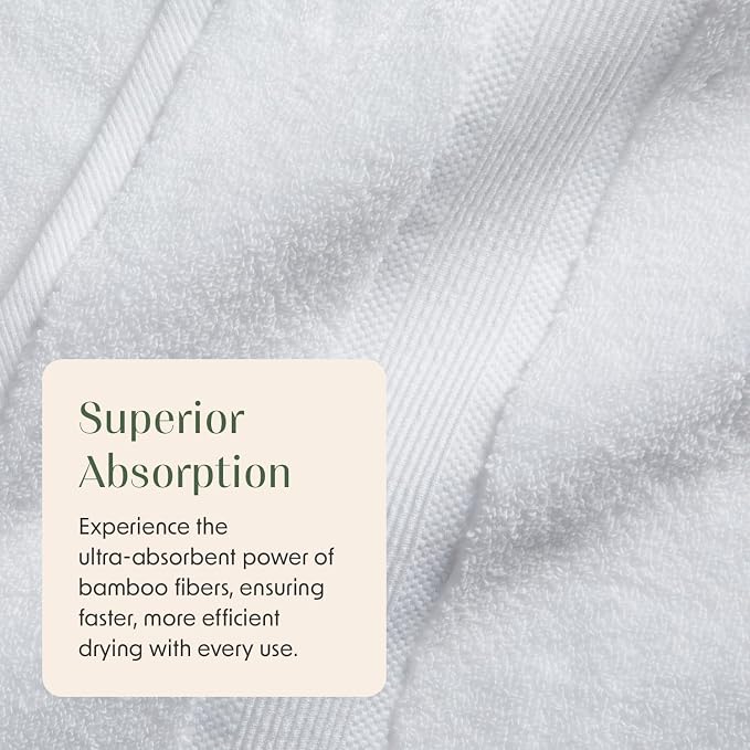 Springtree Home Luxury Bamboo Rayon Bath Towel Set 6 Piece Set | 35% Bamboo - Image 8