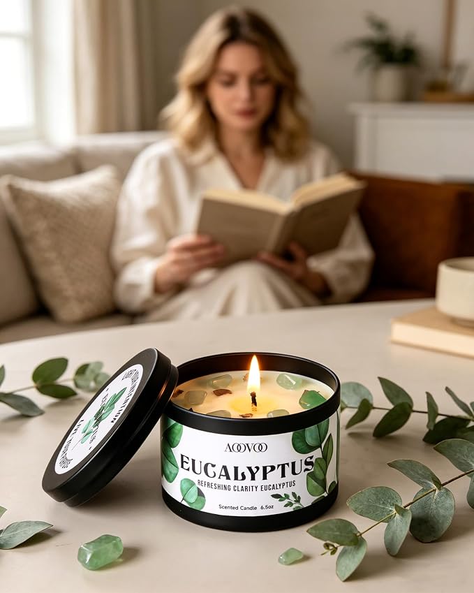 AOOVOO 2 Pack Eucalyptus Mint Candles – Aromatherapy Candle - Image 3
