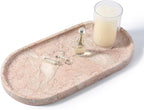 Koville Pink Marble Tray for Bathroom Countertop, Vanity Tray Stone Trays for by Koville