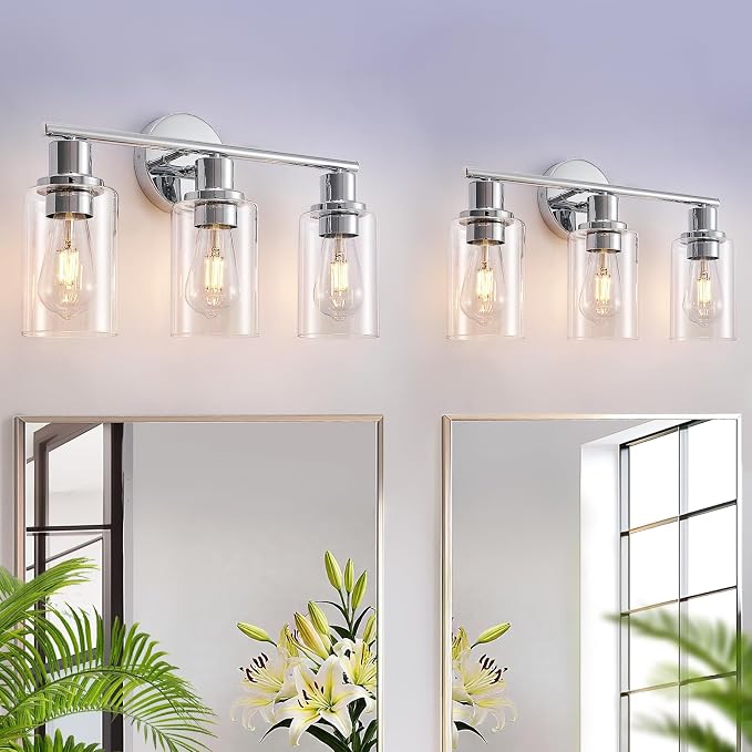 DLLT 3-Light Bathroom Light Fixtures: Chrome Modern Vanity Lights by DINGLILIGHTING
