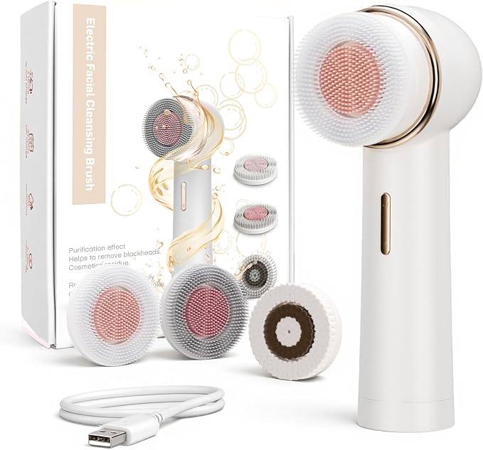 Electric Facial Cleansing Brush, Rechargeable Waterproof Dual Rotating Face by Unknown