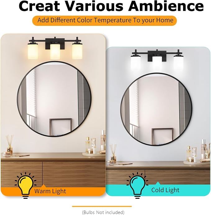 3-Lights Black Vanity Lights for Bathroom - Image 5