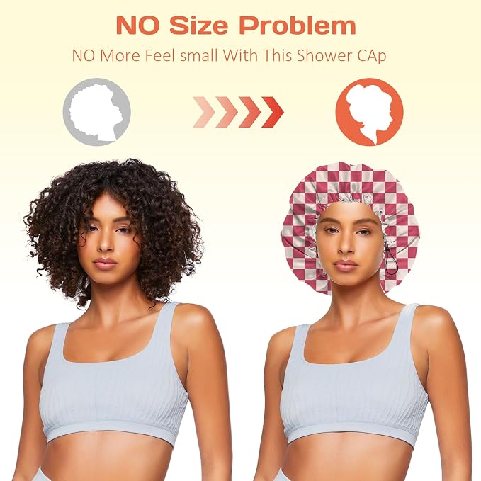 Shower Cap Reusable Double Layer Adjustable Elastic Waterproof EVA Hair Bath - Image 5