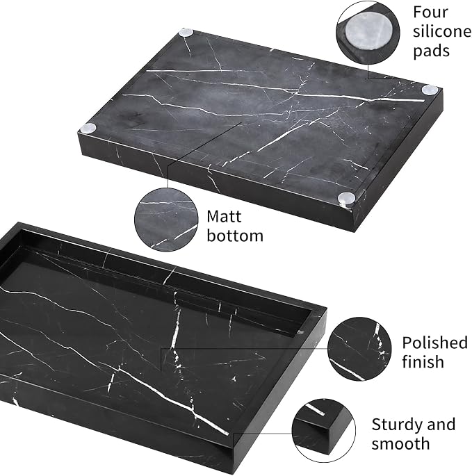 Marble Bathroom Vanity Tray, Natural Luxury Vanity Home Kitchen Bathroom Table - Image 3