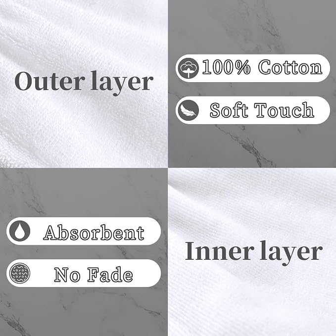 VOOVA & MOVAS White Exfoliating Washcloth 6PC, 8.3"x6.3" - Image 3