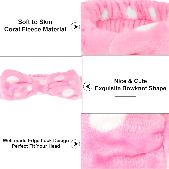 Casoty 12 Pcs Spa Headbands, Skin Care Headband, Soft Coral Fleece Makeup Head - Image 7