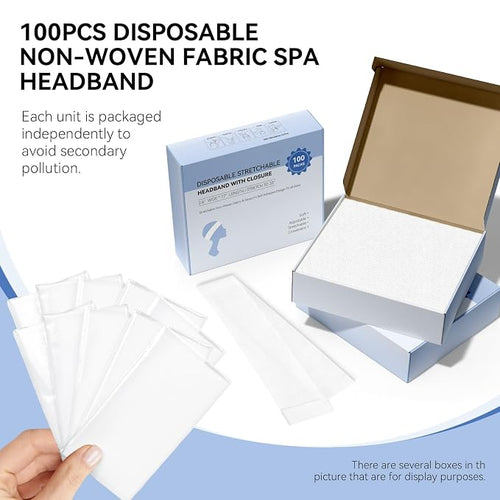 100 Count Disposable Headbands for Spa Headband for Washing Face Individually - Image 2
