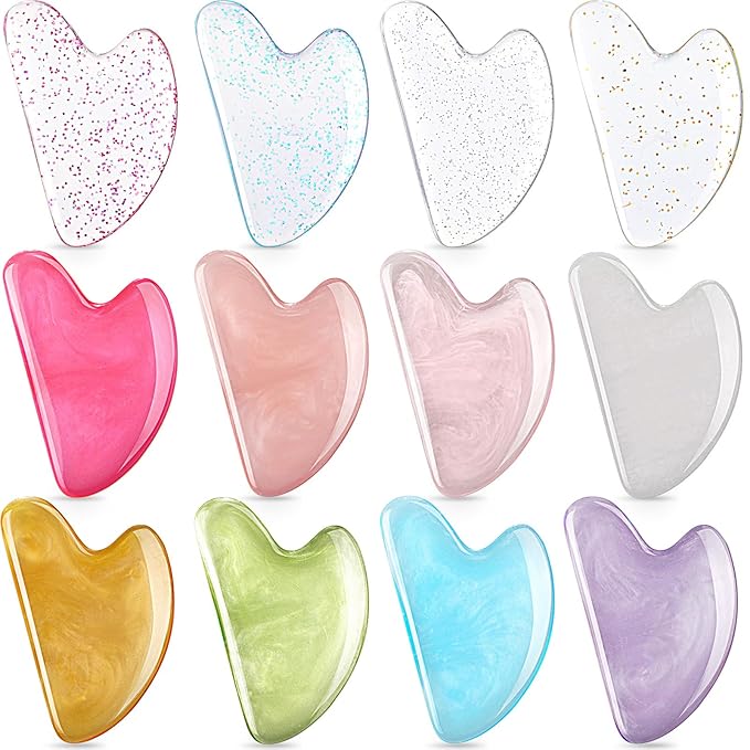 Sherr 12 Pcs Gua Sha Facial Tools Resin Heart Shaped Massage Guasha Tool by Sherr