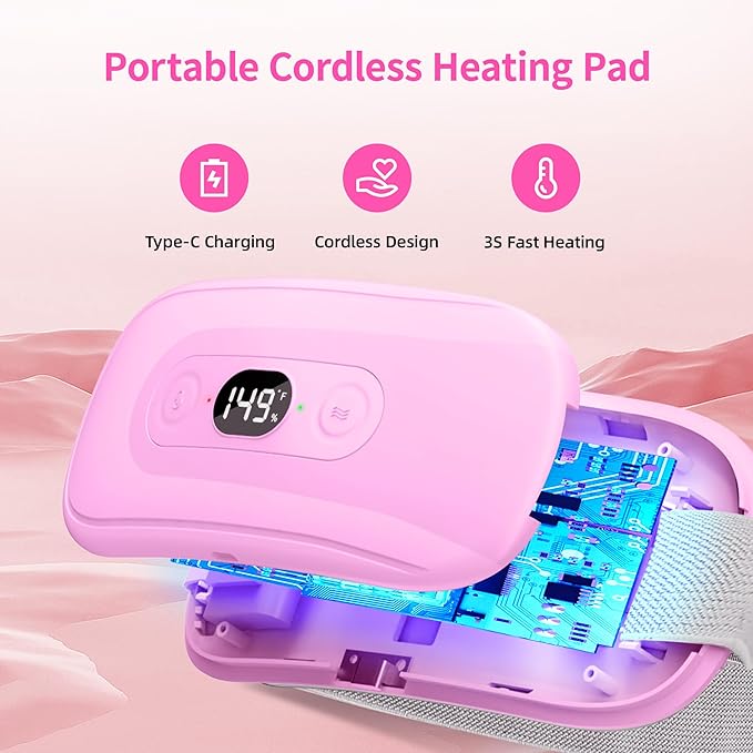 Portable Heating Pad Period Cramps: 2 Timer 6 Heat Levels 6 Vibration Modes - Image 5