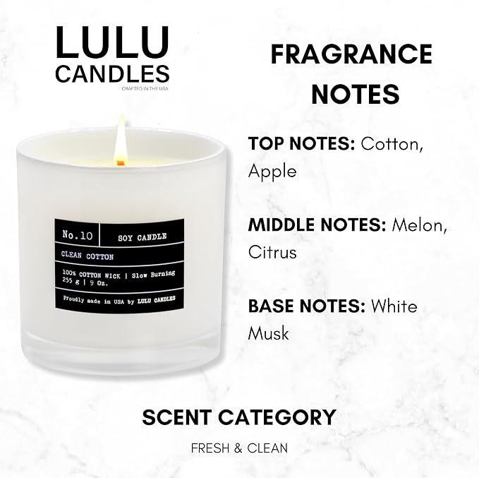 Lulu Candles | Clean Cotton Scented Candle | Luxury Scented Soy Jar Candle | - Image 2