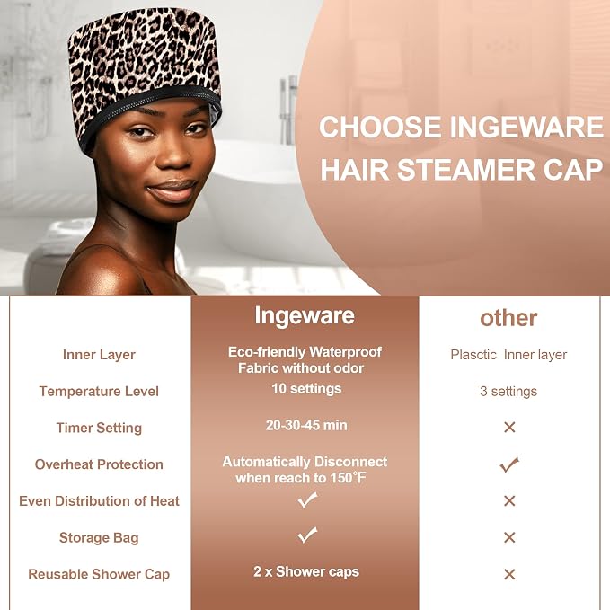 Heat Cap for Deep Conditioning, Ingeware Thermal Cap for Hair Steamer Cap for - Image 6