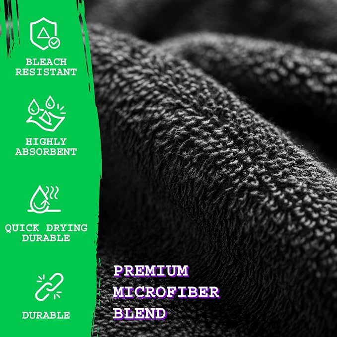 GREEN LIFESTYLE Black Microfiber Bleach Safe Towel Bulk Sets, Premium Spa - Image 7