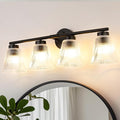 OCIOC Bathroom Vanity Light, 4-Light Modern Matte Black Wall Sconce by ocioc