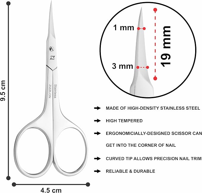 Cuticle Scissors Extra Fine Curved Blade, Extra Slim Scissors - Image 6