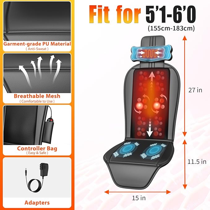 Shiatsu Back Massager with Heat, Massage Chair Pad - Image 7