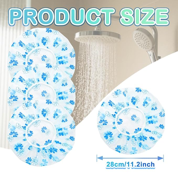 18 Pack Shower Caps for Women, Waterproof Reusable & Disposable Adjustable Bath - Image 2