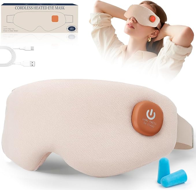 Heated Eye Mask, Cordless Warm Eye Compress by AMWVZ