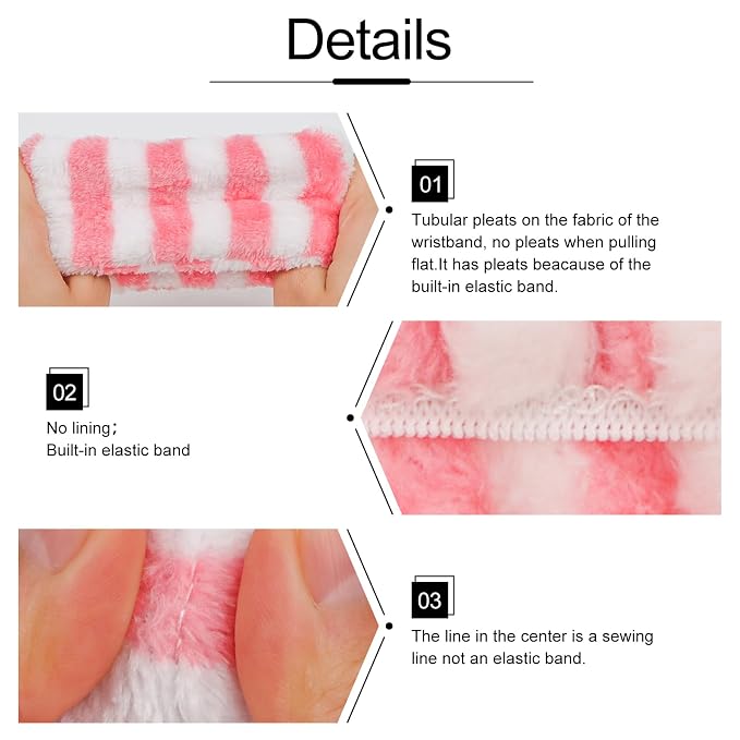 WHAVEL 6PCS Spa Headband and Wristbands Set, Face Wash Headband Wrist Bands - Image 6