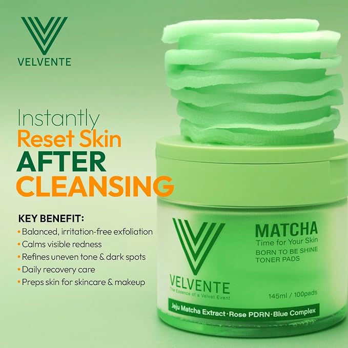 Matcha Toner Pads with Rose PDRN, Peptides & Hyaluronic Acid | Korean Facial - Image 7