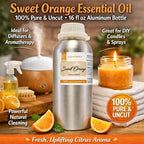Sweet Orange Essential Oil – 16 fl oz Aluminum Bottle w/Plug Cap – 100% Pure - Image 2
