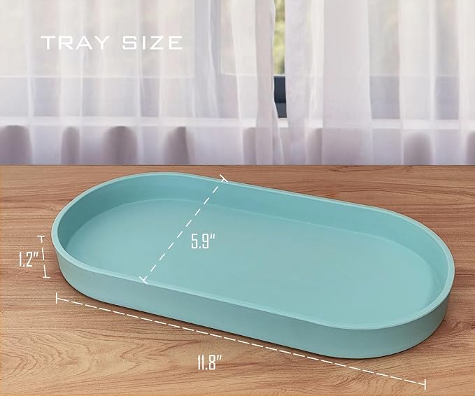 Blue Small Tray, Oval Tray for Kitchen Counter, Bathtub Bathroom Vanity Items - Image 6