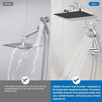 Hibbent cUPC Certified 13'' Shower Head Combo, High Pressure 5 Spray Rainfall - Image 6