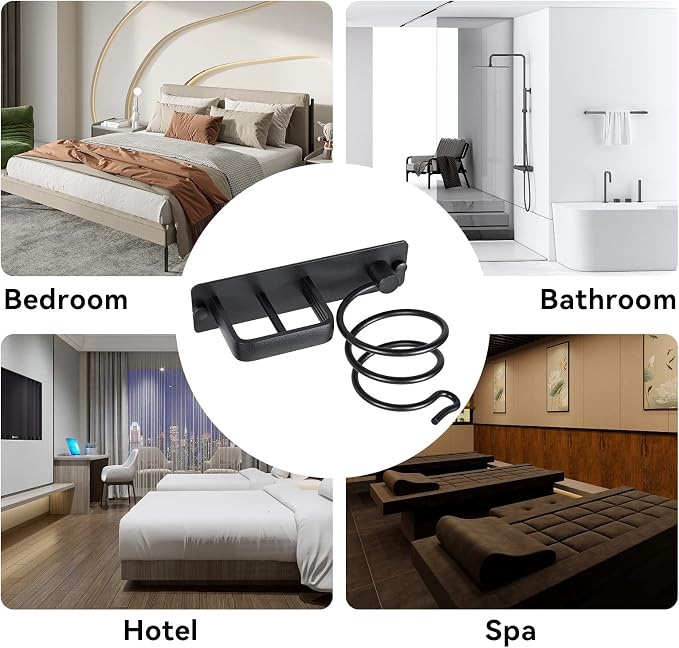 YUET Hair Dryer Holder Hairdryer Station Wall Mounted Shelf Bracket - Image 8