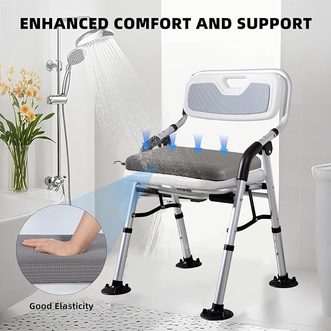 Shower Seat Cushion with Non-Slip Silicone Bottom, Shower Chair Cushion - Image 3