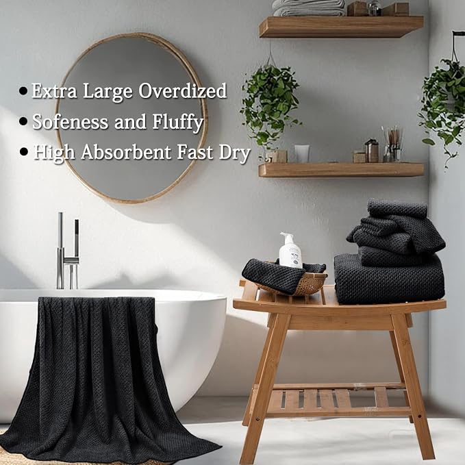 Black Bath Towels Set 35x70 Inches - Image 4