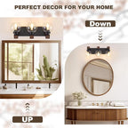Farmhouse Bathroom Light Fixtures, 3-Light Rustic Wood Bathroom Lights Over - Image 4