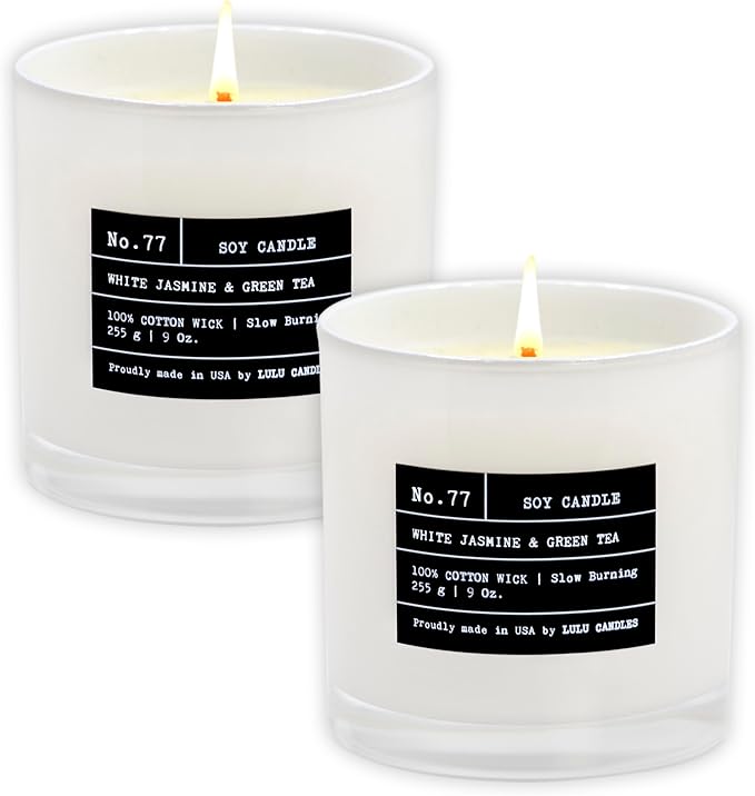 Lulu Candles | White Jasmine & Green Tea | Luxury Scented Soy Jar Candle | Hand by LULUCANDLES