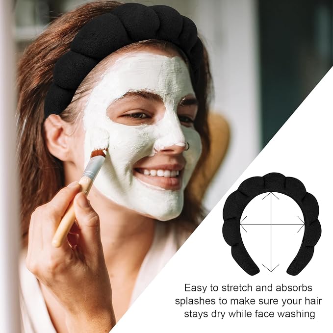 3 Pack Hairband for Washing Face, Skincare Headbands Makeup Headband Sponge - Image 4