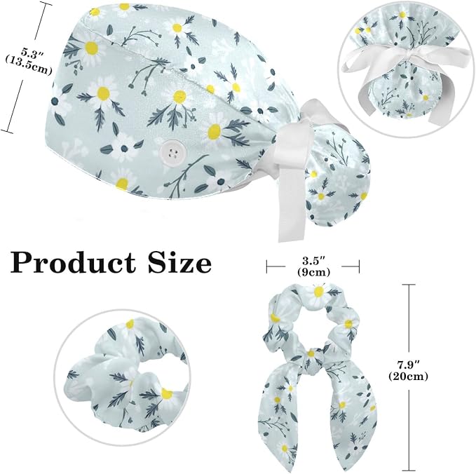 Scrub Caps Women Nursing Hats Floral Flowers - Image 2