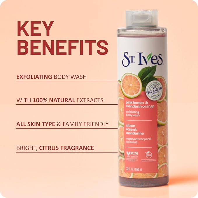 St. Ives Body Wash Pink Lemon and Mandarin Orange 22 Ounce - Image 5
